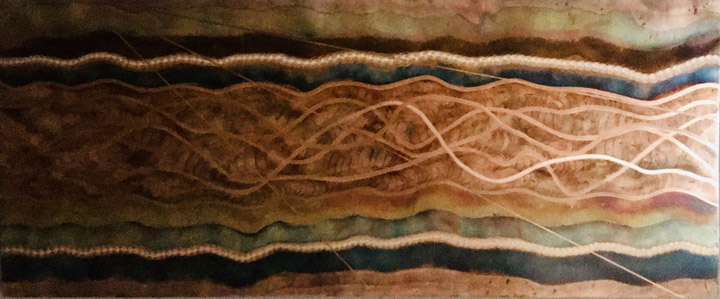 Strata flame painted copper wall art